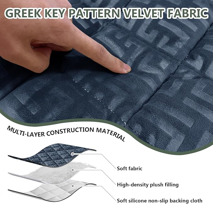 Paw Cart Couch Cover Caravan Quilted Sofa Topper Greek Key Pattern Washable Non Slip Soft Pet Protector for Any Type of Couch (Berlin Blue,W 47“ x D 28” 1 Piece) - Image 5