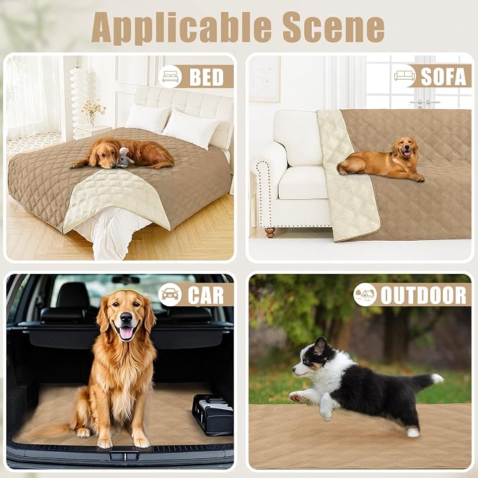 Smiry Waterproof Dog Bed Cover, Reversible Pet Blanket for Sofa Couch | Soft Washable Dog Blanket, Leakproof Couch Cover for Dogs Cats & Furniture Protection, 30x53, Camel/Beige - Image 5