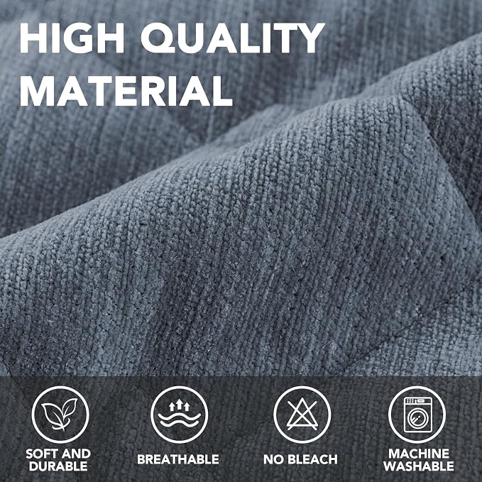 H.VERSAILTEX Couch Cover Chenille Pet Fuzzy Sofa Covers for 2 Cushion Couch and Chaise Anti Slip Washable Sofa Slipcovers Soft Couch Protector Cover for Dogs Cats Kids(40" x 50", Stone Blue) - Image 2