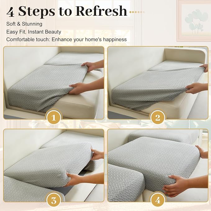 Couch Arm Covers Set of 2, Stretchable Sofa Armrest Protectors, Breathable Polyester Armchair Covers with Non-Slip Grip Design Furniture Protector (White, Medium (Set of 2)) - Image 6