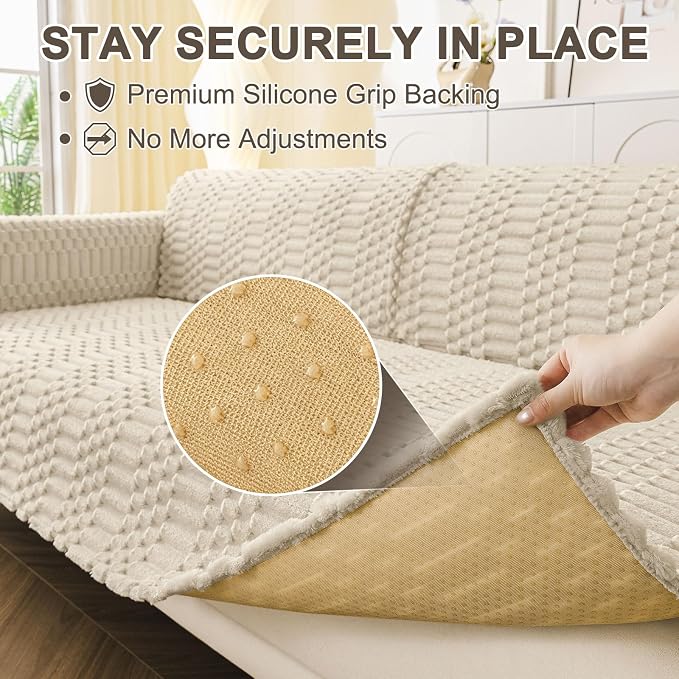 Smiry Waterproof Couch Covers for Dogs Washable, Non Slip Pet Sofa Cover | Plush Scratch Resistant Flannel Furniture Protector for Dogs, Apricot, 27.6" x 27.6", 2 Pack - Image 4