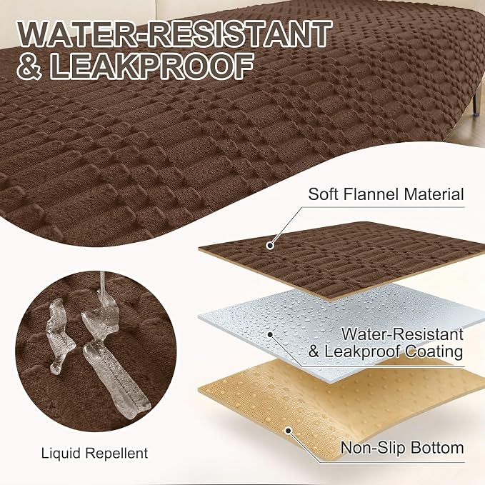 Smiry Waterproof Couch Covers for Dogs Washable, Non Slip Pet Sofa Cover | Plush Scratch Resistant Flannel Furniture Protector for Dogs, Chocolate, 36" x 88" - Image 3