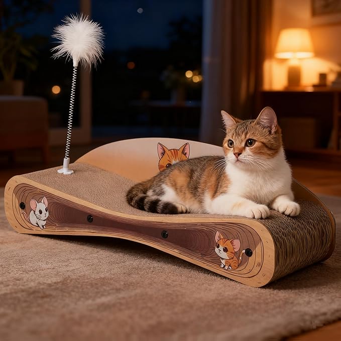 COZIWOW Cat Scratcher Lounge, Cat Scratching Board, Cardboard Lounge Bed, Durable Cat Scratching Pad Furniture Protector for Indoor Cats Kittens (Colorful) by COZIWOW