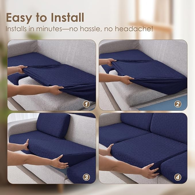 Genina Waterproof Couch Cushion Covers for Pets Washable Sofa Seat Covers | Non Slip,Stretch Jacquard Fabric,Pet Hair & Scratch Protection,Easy Installation,Furniture Protector,Sofa Cover - Image 7