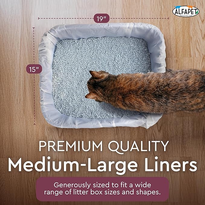 Alfapet Kitty Cat Litter box Disposable, Elastic Liners- 48-count-For Medium and Large, Size Litter Pans- With Sta-Put Technology for Firm, Easy Fit- Quick + Clever Waste Cleaners 4 pack - Image 4