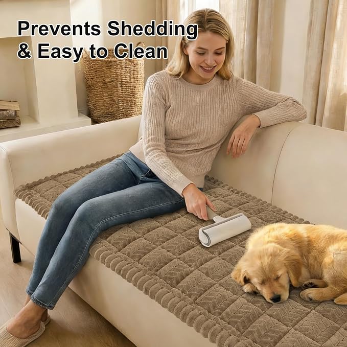 Smiry Couch Cover for Dogs, Non Slip Fuzzy Pet Sofa Covers Washable | Sofa Slipcovers for 3 Cushion Couch, Soft Thick Furniture Protector for Cats Dogs, Against Fur, Dirt, Scratch (43"x82.7") - Image 4