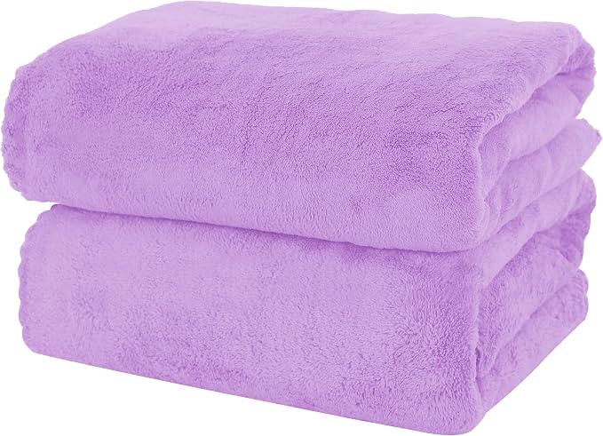 MOONQUEEN 2 Pack Premium Bath Towel Set - Quick Drying - Microfiber Coral Velvet Highly Absorbent Towels - Multipurpose Use as Bath Fitness, Bathroom, Shower, Sports, Yoga Towel (Purple) by MOONQUEEN