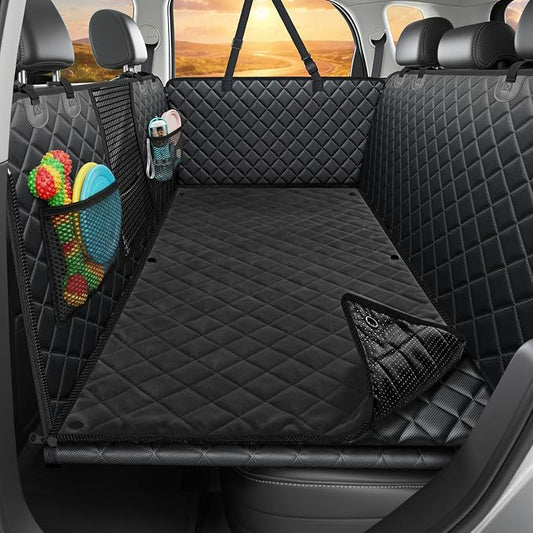 URPOWER Back Seat Extender for Dogs, Large Hard Bottom Dog Car Seat Cover | Supports 550 lbs, Stable 3-Panel Hard Bottom, Added High-Density Foam for Comfort, Waterproof 900D Oxford, 45% More Space by URPOWER