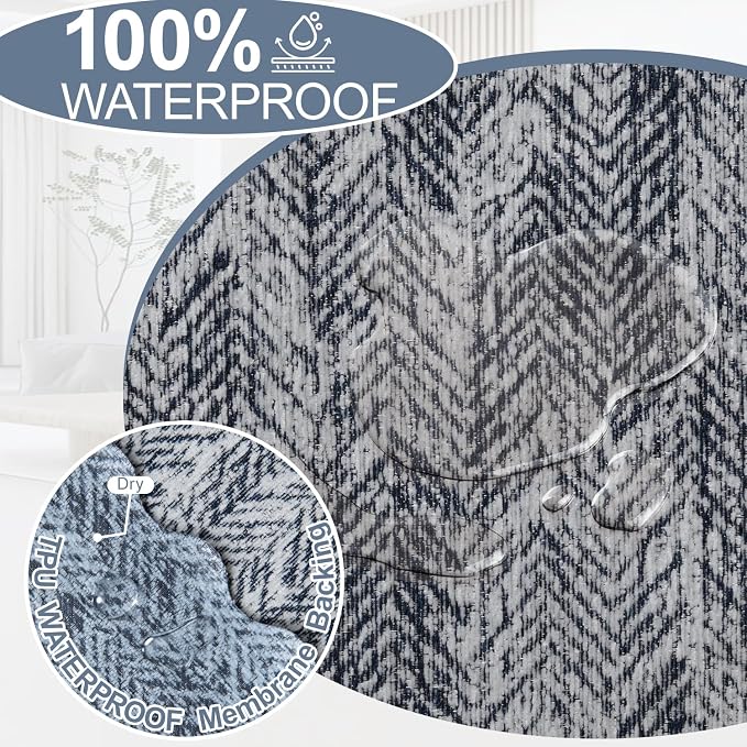 1OO% Waterproof Sectional Couch Covers for Dogs L Shaped Corner Sofa Cover Washable Chenille Sofa Slipcovers Blanket Modern Jacquard Pet Furniture Protector (91"x276", Navy Wave) - Image 3