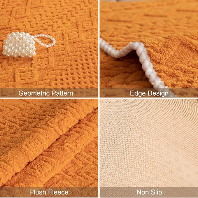 vctops Cable Jacquard Plush Sofa Couch Covers Boho Fuzzy Couch Cover for Dogs Soft Non Slip Sectional Sofa Slipcover Thick Warm Washable Furniture Protector for Kids, Pets (Orange,36"x47") - Image 7