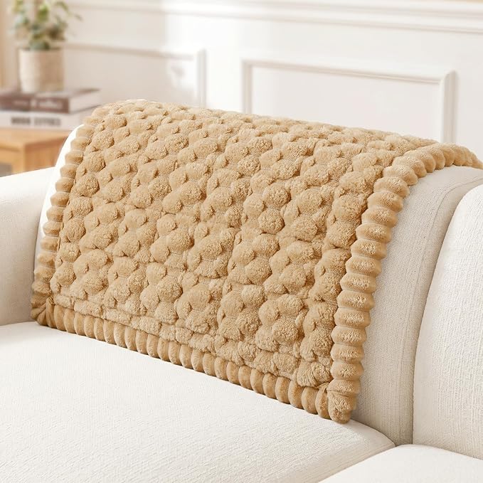 Smiry Non Slip Couch Covers for Dogs, Scratch Resistant Pet Sofa Protector | Machine Washable Soft Fuzzy Thick Furniture Cover for Sofa Loveseat Sectional Large Dogs, Camel, 35.4" x 35.4" by Smiry