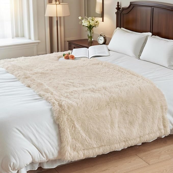 gogobunny Waterproof Dog Blanket for Couch & Furniture Protection - Super Soft Reversible Throw for Large Dogs & Cats, Calming Washable Fur & Sherpa Pet Blanket(33x77 Inch, Beige) - Image 4