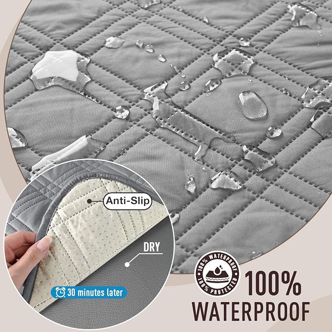 TAOCOCO Waterproof Loveseat Covers for Pets Dogs with Non Slip Backing, Sofa Seat Covers with Pocket for 2 Cushion Couch Washable Dog Couch Cover Protector Sofa Slipcovers(Loveseat Plus, Light Gray) - Image 3