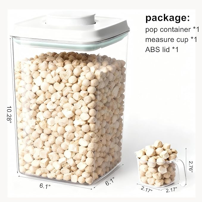 3-5 Lbs Dog Cat Treat Container Pop Pet Food Storage Container with Scoop | Dog Food Storage Bin Canister with Pop Up Lid Airtight Stackable BPA-Free Pet Treat Containers for Kibble & Treats 4.2qt - Image 2