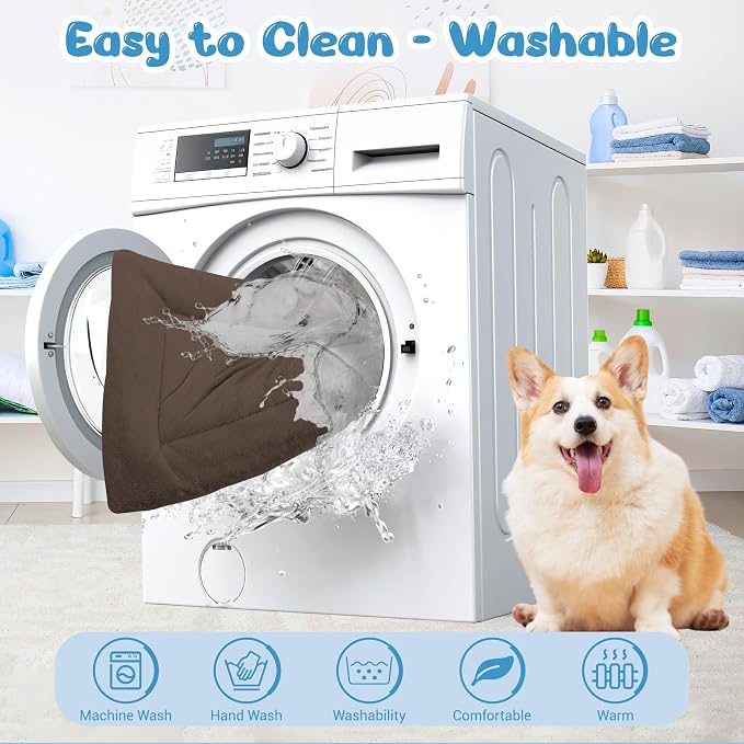 Dog Crate Pad 24 Inch, Washable Plush Crate Mat for Small Dogs and Puppies, Anti Slip Kennel Pad for Metal Crates, Indoor Use and Travel, Brown - Image 4