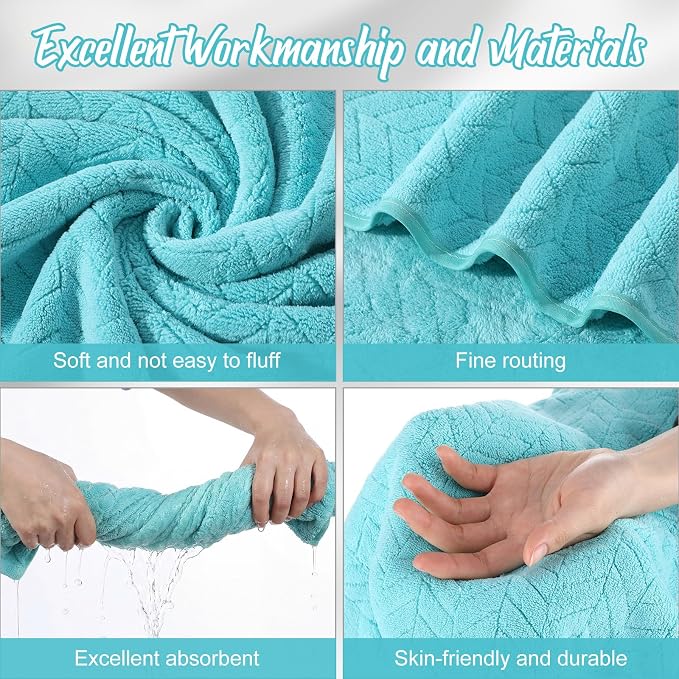 SmoothNovelty 16 Pack Microfiber Bath Towels Bulk 27'' x 60'' Oversized Size Bath Towel Highly Absorbent Extra Large Soft Drying for Beach Shower Summer Salon Sport Gym Party (Wheat,Light Blue) - Image 3