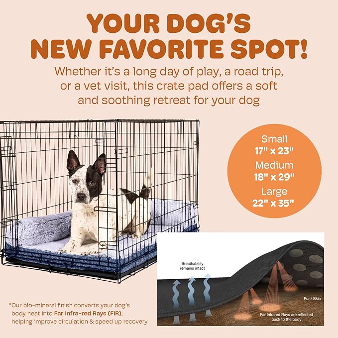 Dog Gone Smart Chill Kuzzi Dual Bolster Crate Pad - Washable Dog Bed Infused with Far Infrared Rays (FIR) - Supportive Plush Cushion for Crates, Travel, and Recovery - Slate Blue, Large 22 x 35 Inches - Image 4