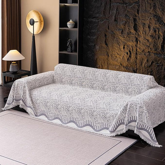 ROOMLIFE Couch Cover 3 Cushion Sofa, Washable Non Slip Furniture Sofa Protector Cover, Soft Chenille Sofa Slipcovers Sectional L Shape Dogs Couch Cover Throw Blanket with Tassels 71''X118'' by ROOMLIFE