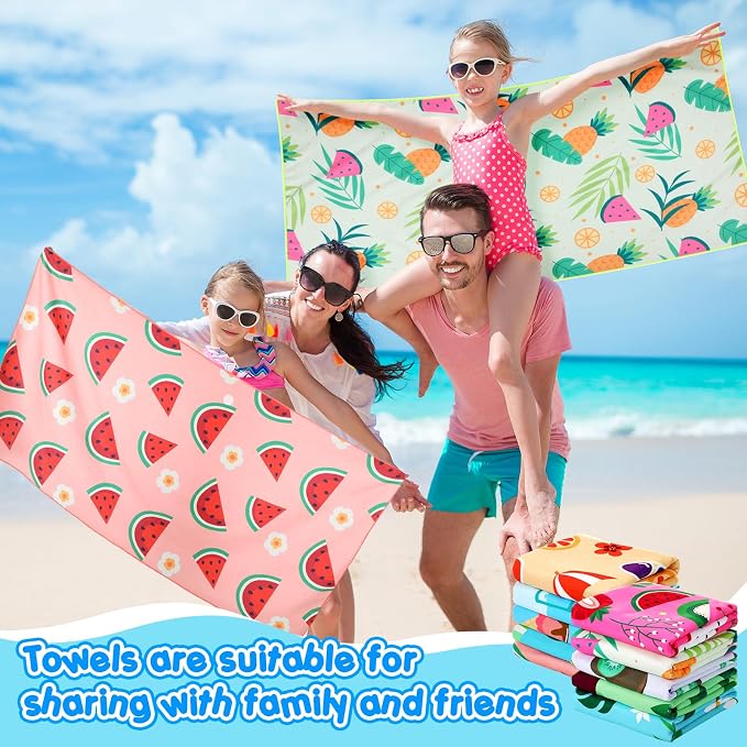 FuWeave 10 Pack Microfiber Beach Towel 28 x 55 Inch Oversized Large Quick Dry Thin Beach Towels for Pool Camping, Sand Free Lightweight Blanket for Women Adults Travel Swimming Sport (Fruits Style) - Image 5