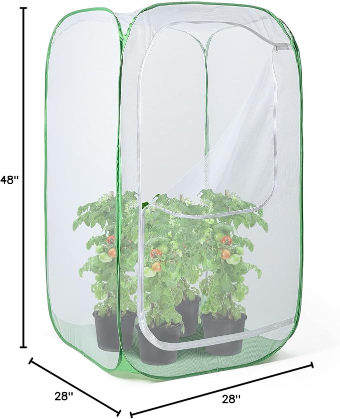 48" Outdoor Mesh Plant Enclosure, Mesh Plant Cover for Pests, Bird and Pest Protection Guard for Fruit, Vegetables, Flowers and Herbs Pop-Up Cage 28 x 28 x 48 Inches - Image 8