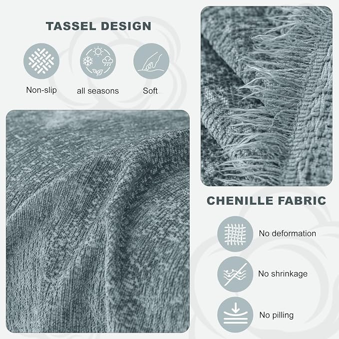 ROOMLIFE Couch Cover Boho Sofa Covers for 3 Cushion Couch Washable Blue | Furniture Protector Sofa Couch Cover for Dogs, Soft Breathable Sofa Slipcover, Couch Throw Blankets with Tassels 71''X118'' - Image 3