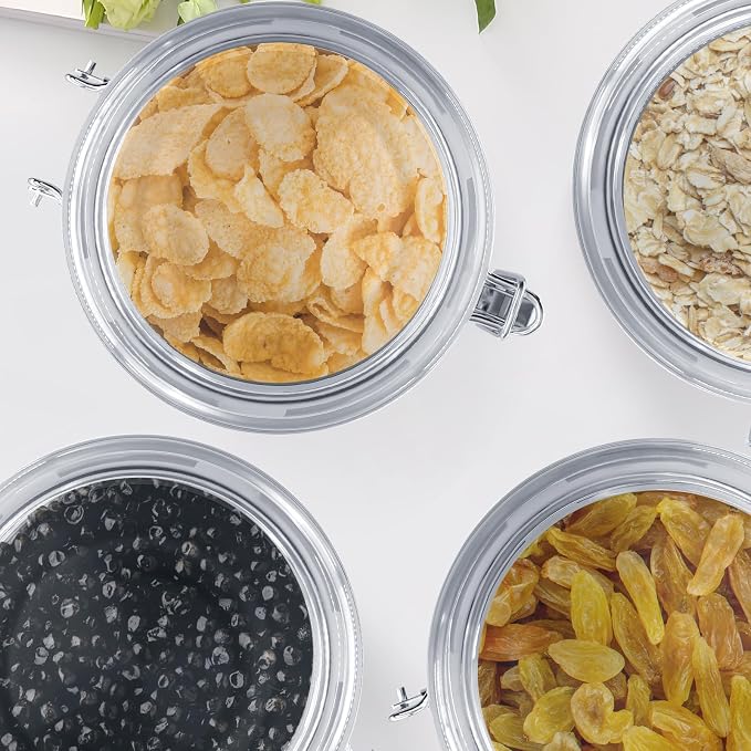 ENLOY 4-Piece Stainless Steel Airtight Food Storage Canister Set with Clear Lid, Containers Sets for Kitchen Counter for Sugar, Flour, Tea, Candy, Cookie, Spice, 28/32/38/65 oz - Image 7