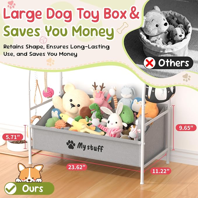 Kaiferty Large Dog Toy basket, Toy Box for Dogs, Pet Toys Bin Dog Metal Wire Basket for Toys, Food Storage, Storage Organizer Chest Storage, Toy Box for Living Room Area (White) - Image 4