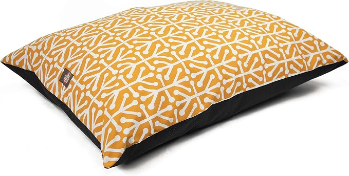 Majestic Pet Rectangle Large Dog Bed Washable – Non Slip Comfy Pet Bed – Dog Crate Bed Super Value Pillow Dog Bed – Dog Kennel Bed for Sleeping - Dog Bed Large Breed 46 x 35 Inch – Aruba Yellow by MajesticPet