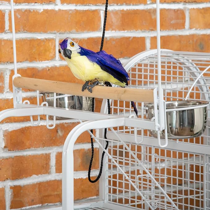 PawHut 55" Large Parrot Cage with Toy Hooks Above Top Bird Perch, Tray, Food Cups, Rolling Stand, Bird Cage for Cockatiels, Parakeets, Lovebirds | Above Top Bird Perch, Rolling Stand, for Cockatiels, Parakeets, Lovebirds - Image 8