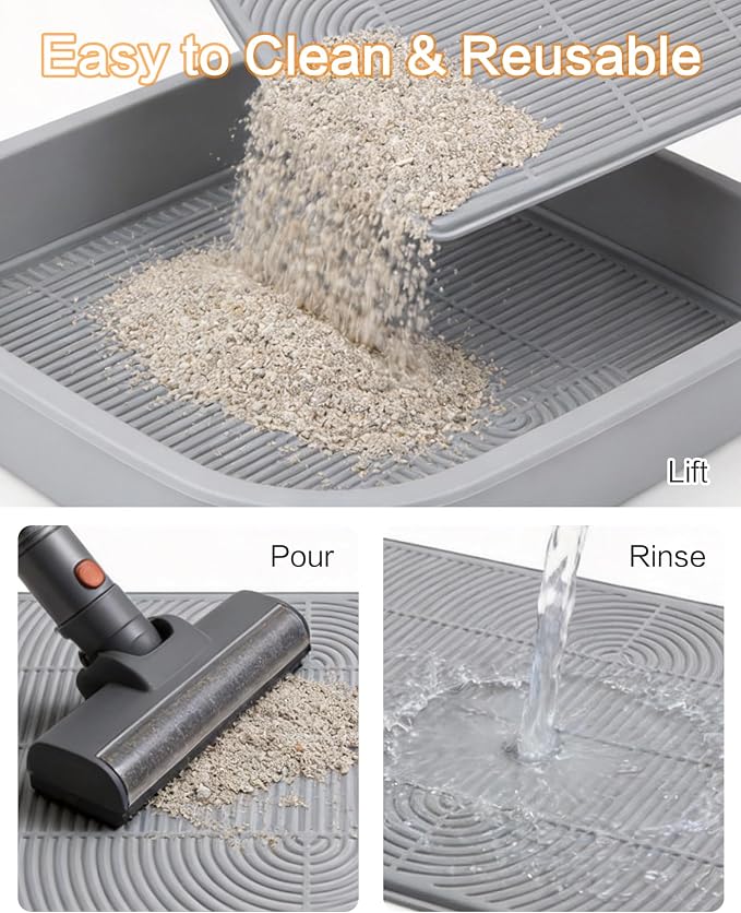 Silicone Cat Litter Mat Large, 40'' x 28'', Waterproof Trapping Mat for Litter Box, Easy Clean & Non-Slip - Image 5