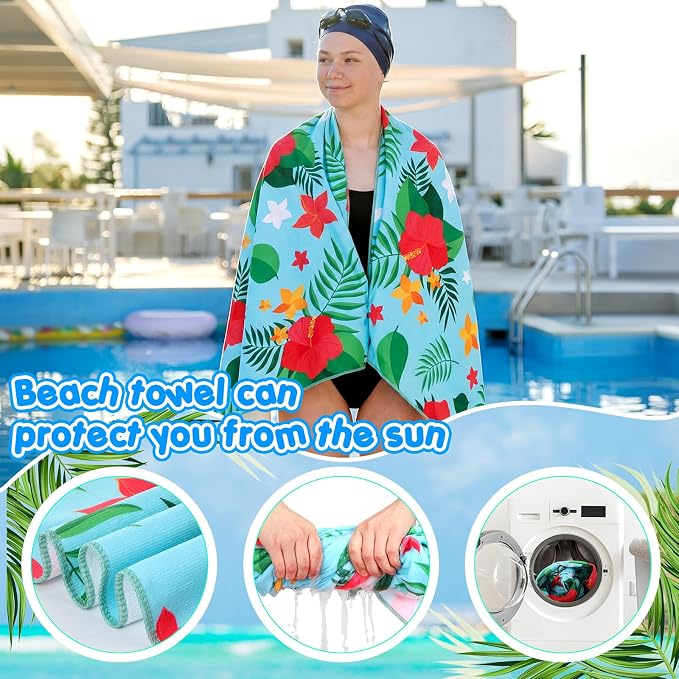 FuWeave 20 Pack Microfiber Beach Towel 28 x 55 Inch Oversized Large Quick Dry Thin Beach Towels for Pool Camping, Sand Free Lightweight Blanket for Women Adults Travel Swimming Sport (Fresh Floral) - Image 3