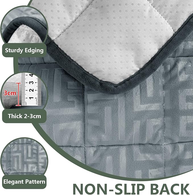 Paw Cart Couch Cover Caravan Quilted Sofa Topper Greek Key Pattern Washable Non Slip Soft Pet Protector for Any Type of Couch (Gray Blue,W 94“ x D 28” 1 Piece) - Image 4