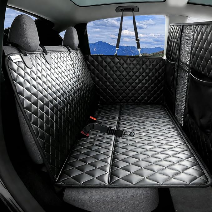 High Barrier Dog Car Seat Cover with Hard Bottom,Mesh Window,Waterproof,Anti Scratch,Safe,Easy to Use and Clean,Holds 330lbs,Foldable Car Seat Protector for Cars,SUVs,Small Pickup Trucks by Unknown