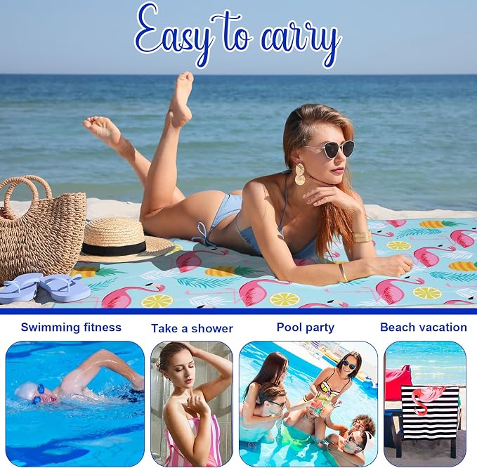 Redbaker 16 Packs 72 x 36 Inches Oversized Mixed Style Beach Towel Bulk Extra Large Pool Towels Set Microfiber Quick Dry Swim Towel Blanket for Women Men Adult Bath Travel(Fresh Colors) - Image 5