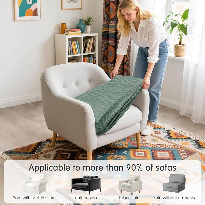 Hokway Couch Cushion Covers Stretch Cushion Covers Sofa Seat Cushion Slipcover Cushion Protector(Celadon, Small) - Image 5