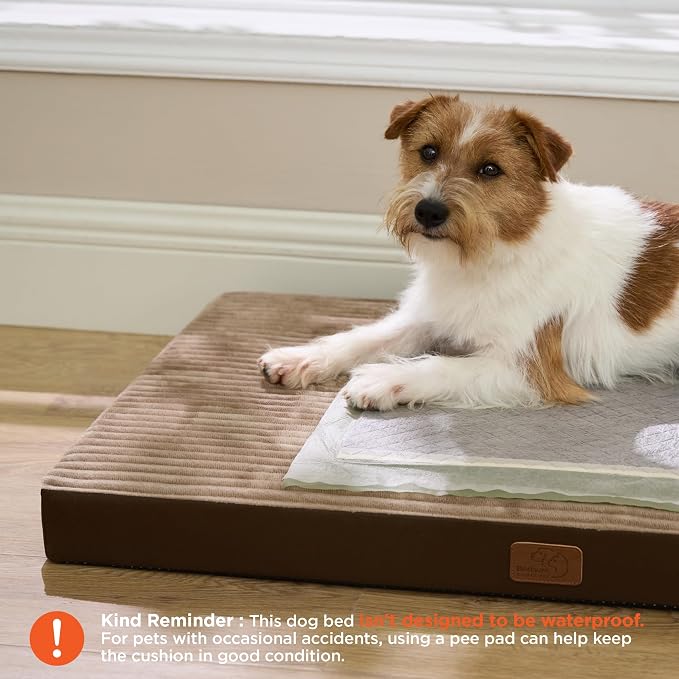Bedsure ComfyFleece Dog Bed Medium Size Dog with Washable Cover, 29x18 | Orthopedic Egg Crate Foam Pet Mat,Removable Cover, Nonslip Bottom,Not Waterproof,Not Chewproof,For Medium Breeds up to 30lbs - Image 2