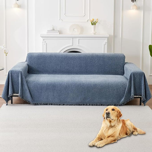 HAOMAIJIA Non Slip Couch Cover Sofa Covers for 2 Cushion Couch Washable sectional Couch Covers for Dogs pet Furniture Protector Couch Cover Blanket for Living Room (Blue, 71"x118") by HAOMAIJIA