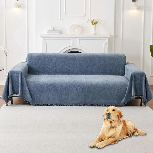 HAOMAIJIA Non Slip Couch Cover Sofa Covers for 3 Cushion Couch Washable sectional Couch Covers for Dogs pet Furniture Protector Couch Cover Blanket for Living Room (Blue, 91"x134") by HAOMAIJIA