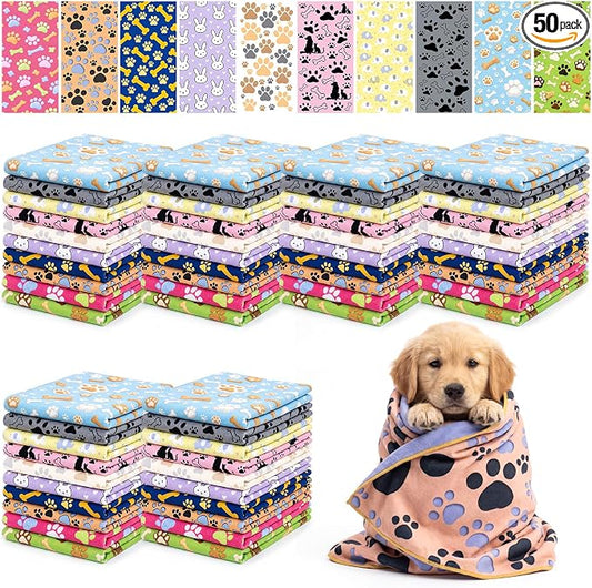 50 Pcs Dog Towels for Drying, 20"x40" Quick Drying Microfiber Pet Bath Towel, Dog Grooming Absorbent Towel with Cute Pattern, Soft Bathrobe for Large Medium Small Puppy Cat by Unknown