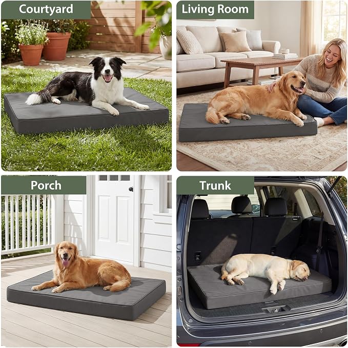 WNPETHOME Outdoor Waterproof Dog Bed Large Sized, Washable Creat Pad 47" | Outdoor & Indoor Use, For Large Sized Dog, Removable Washable Cover, Egg Crate Foam Orthopedic Dog Mat, Up to 110 lbs - Image 2