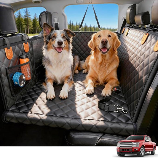 Wigoo Dog Truck Seat Cover for Back Seat, Hard Bottom Support, Waterproof | 450lbs Support, Anti-scratch Dog Hammock for 1–4 Large Dogs, Backseat Protector, Car Bed Extender for Truck/SUV, Size-XL by wigoo