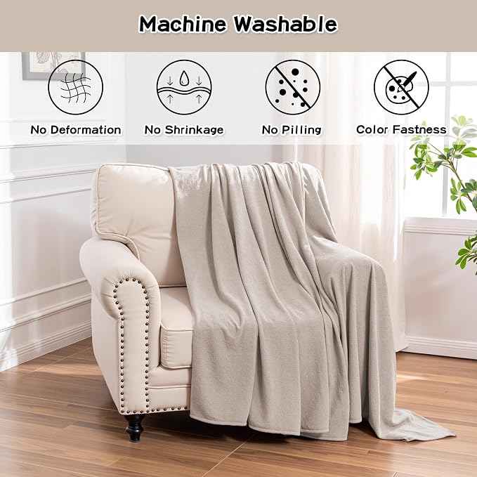 MEETSKY Small Couch Cover Oversized Armchair Sofa Covers Washable for Dogs Single Recliner Sofa Slipcover, Cat Scratch Proof Soft Sofa Throw Protector for Pets, 71" x 91", Oat - Image 3