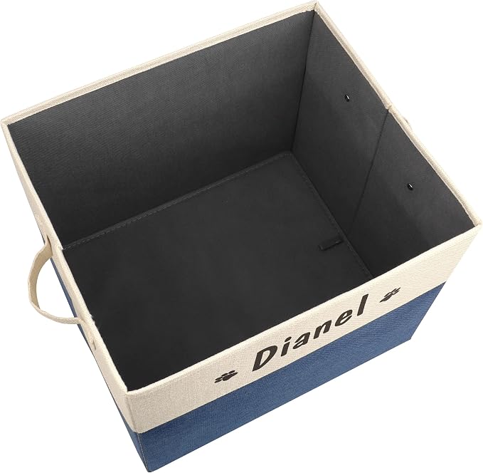 PET ARTIST Large Dog Toy Basket, Custom Toy Bin Box Personalized with Pet's Name, Collapsible Pet Storage Baksets With Handle for Toys,Blankets,Accessories- Navy Blue - Image 7