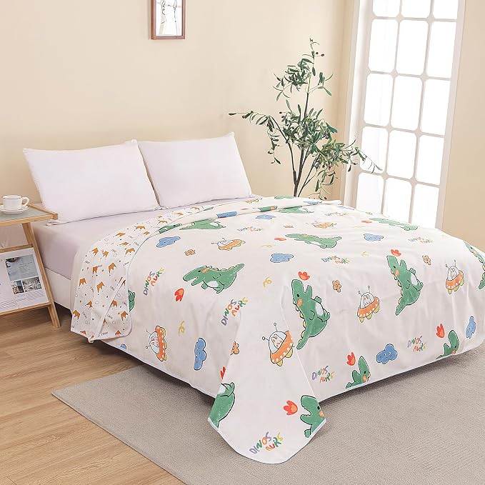 WenBags Waterproof Dog Bed Cover 40*60 Inches Throw Size,Pet Hair Resistant Reversible Couch Cover Mattress Protector,Leakproof Bed Liner/Sheet/Blanket for Adults Elderly Pets (Cute Dinosaurs, 40*60) - Image 2