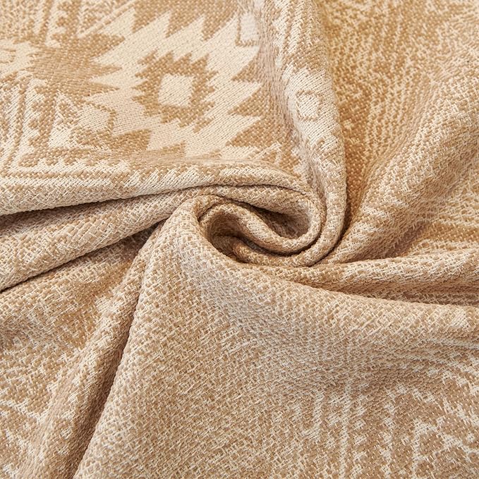 DREAMINGO Couch Covers for Sofa Boho Geometric Jacquard Vintage Sofa Covers 3 Seater Non Slip Chenille Furniture Protector for Dogs Pets Washable Sectional Couch Slipcovers, Khaki, 71"x150" - Image 5
