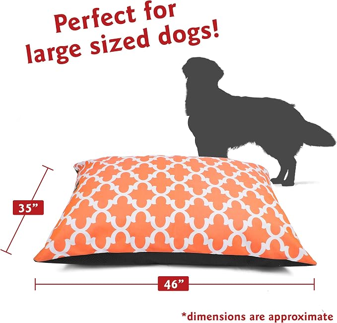 Majestic Pet Rectangle Large Comfy Non Slip Dog Crate Bed - Washable - Super Value Pillow - Dog Kennel - Large Breed 46 x 35 Inch - Trellis Orange - Image 2