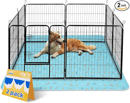 Sunheir Washable Pee Pads for Dogs Extra Large 48" x 60" 2-Pack, Reusable Puppy Pads Pet Training Pads for Dog Playpen Indoor, Waterproof Dog Pee Pads for Puppy Playpen, Whelping Pad - Sky Blue by SUNHEIR