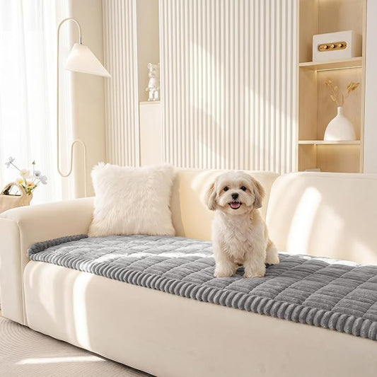 MEETSKY Light Grey Couch Covers for 2 Cushion Sofa, Non Slip Sofa Cover for Dogs Washable, Soft Sofa Slipcovers Couch Protector Pet Friendly Dog Mat for Couches and Sofas, 27.6" x 70.9" by MEETSKY