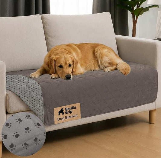 GORILLA GRIP® Waterproof Dog Blanket, Leakproof Couch Cover for Dogs, Silicone Grip Backing, Protects Sofa, Sectional, Bed, Crate, Car & RV, Tear-Resistant Washable Senior Pet Blanket, 50x40, Charcoal by Unknown