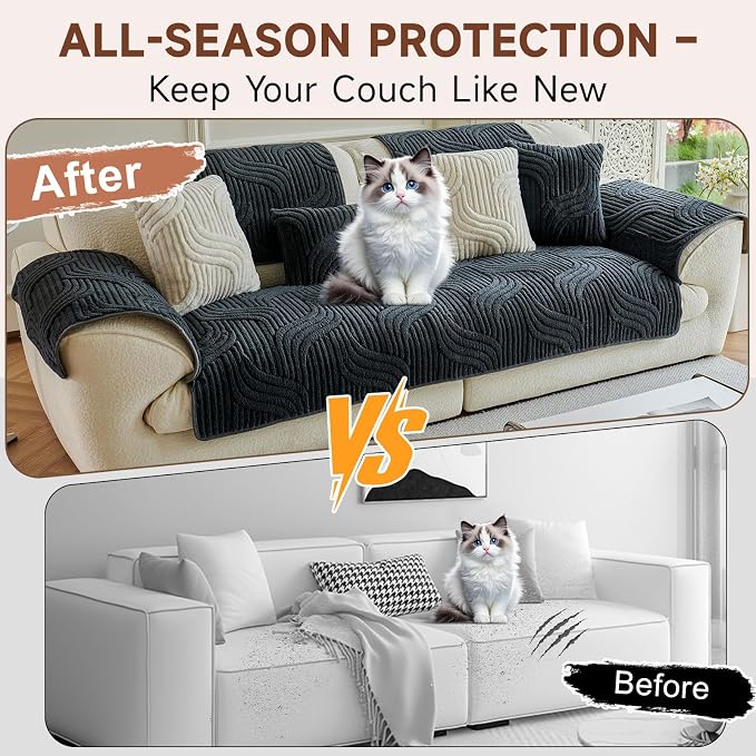 OTOB Couch Covers for Sofa Washable, Non Slip Dog Sofa Protector, 1 Piece | Matcha Green, 35.4"x82.7", Soft Plush, All Seasons, Pet Friendly, Breathable, Modern, Wear-Resistant, Sectional Couch Covers - Image 2
